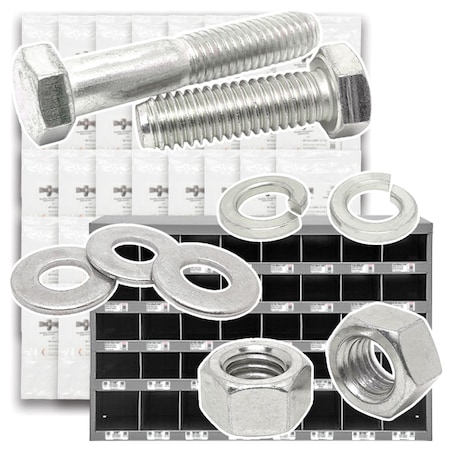 Boltsandnuts.Com Metric Class A4 Stainless Coarse Hex Cap Screws, Hex Nuts, Flat & Lock Washers - 2012 PCS Assortment Kit #529